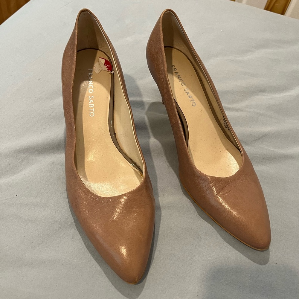Franco Sarto skinny wooden heels